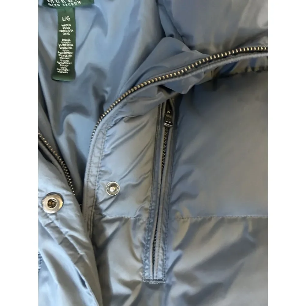 Lauren Ralph Lauren Down Quilted  Full Zip Puffer Parka‎ Coat Jacket Blue Sz L